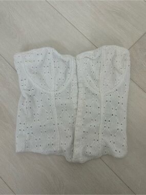 H&M White Eyelet Strapless Bustier